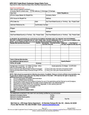  UPS SCS Trade Direct Customer Cargo Claim Form English2018 01 2017-2024