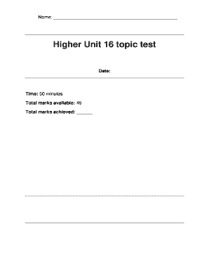 Higher Unit 16 Topic Test Answers  Form