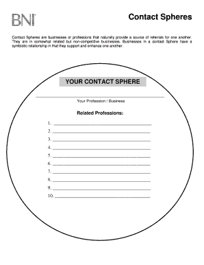 Bni Contact Sphere Planning Worksheet  Form