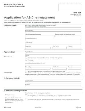 Asic Form 581