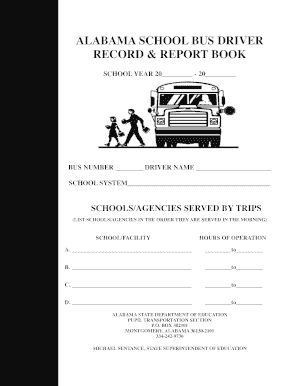  Alabama School Bus Driver Record &amp; Report Book Alsde 2017