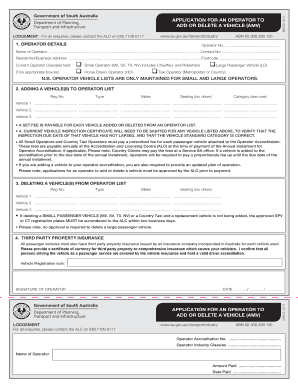  MR312 Application for an Operator to Add or Delete a Vehicle Application for an Operator to Add or Delete a Vehicle 2017