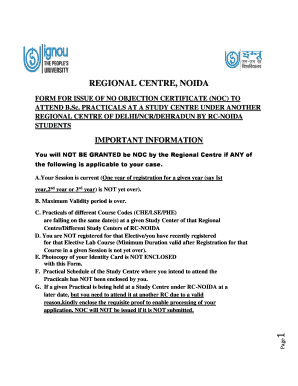 Ignou Noc Form