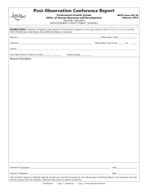  Observation Report Template 2016-2024