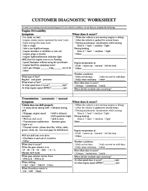 CUSTOMER DIAGNOSTIC WORKSHEET  Form