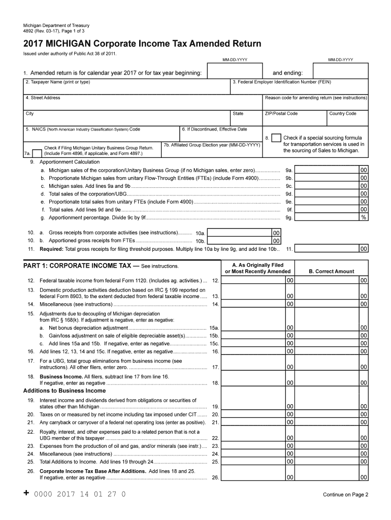  Fillable Form 4892 Michigan 2019