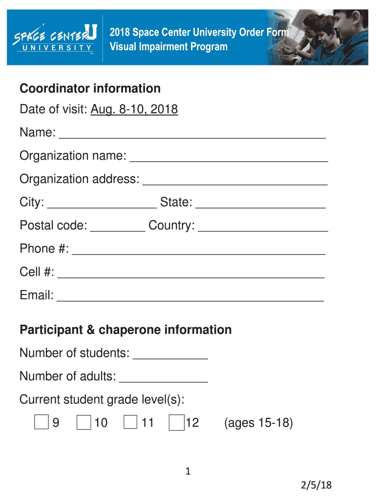 Coordinator Information Date of Visit Aug 8 10, Name