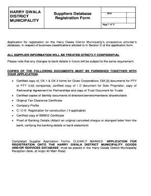 Harry Gwala Supplier Application Form PDF Harry Gwala District