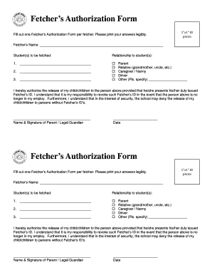 Fetcher's Authorization Form