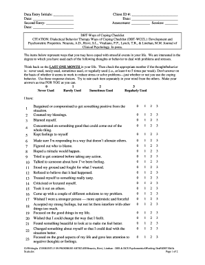 Dbt Ways of Coping Checklist  Form
