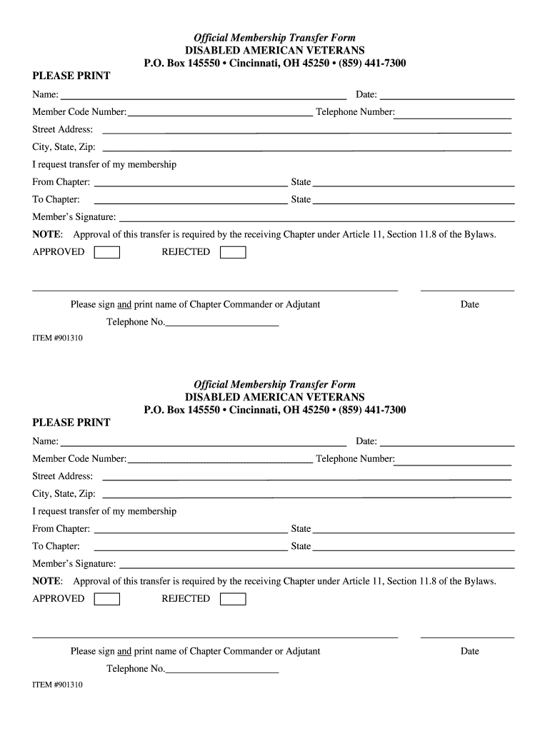 Dav Transfer  Form