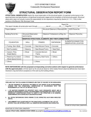 STRUCTURAL OBSERVATION REPORT FORM Beverly Hills