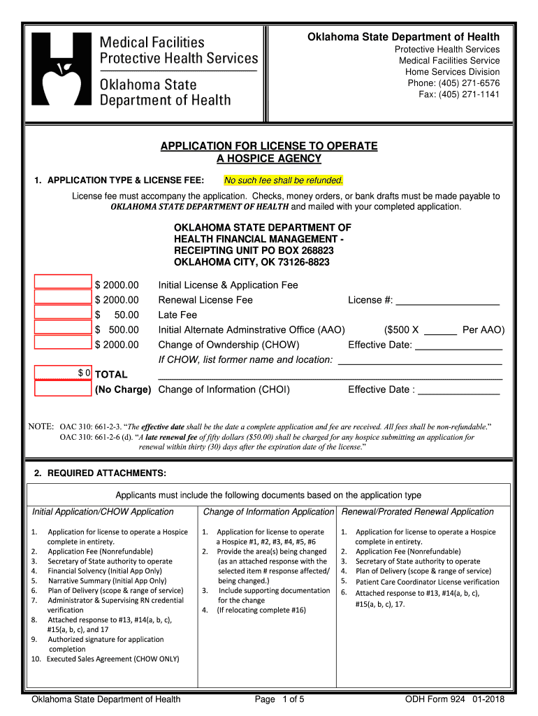  Odh Form 924 2018-2024