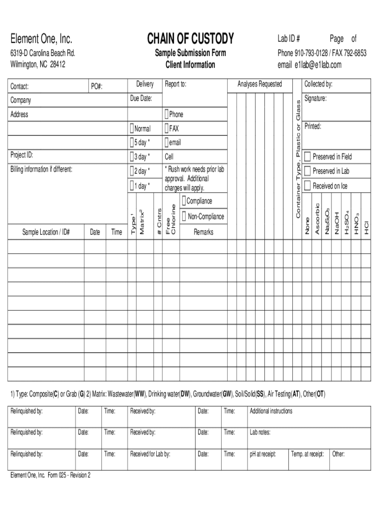 Element One Sample Submission Form