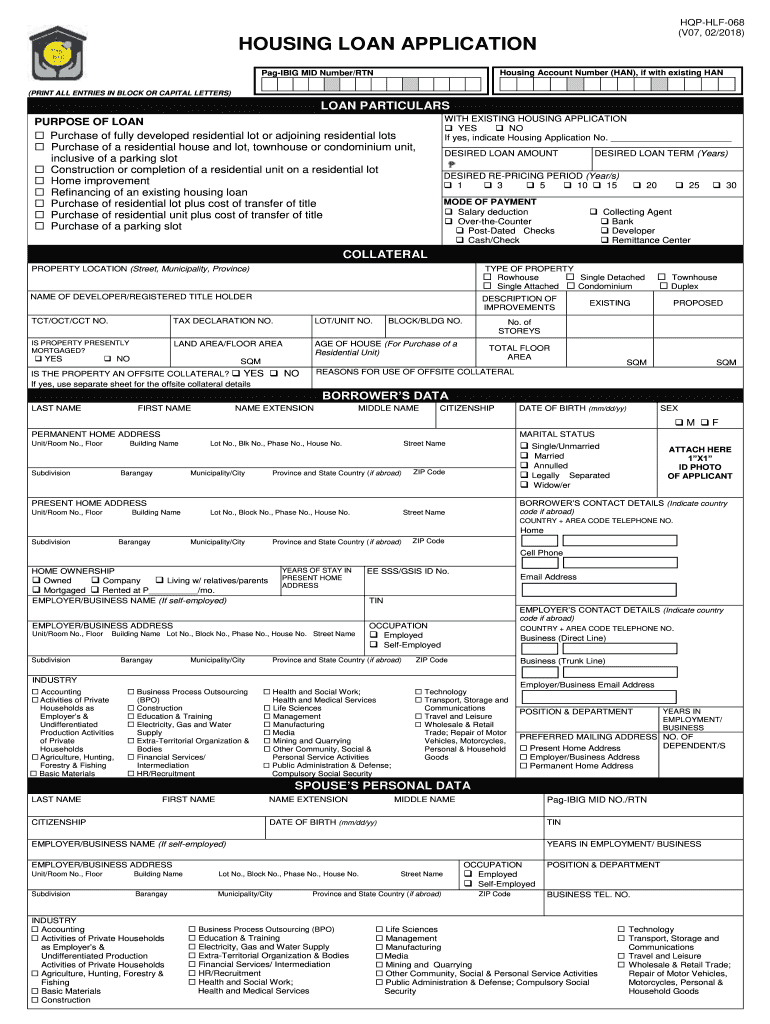  Pag Ibig Housing Loan Form 2018