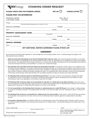  NV Energy Standing Order Request Northern Nevada NV Energy Standing Order Request Northern Nevada 2016-2024