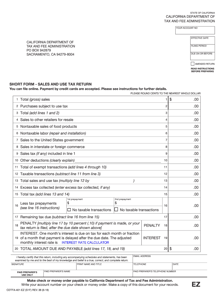  Boe 401 Ez  Form 2018