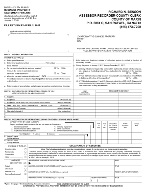 Get and Sign Business Property StatementPDF Marin County 2017 Form