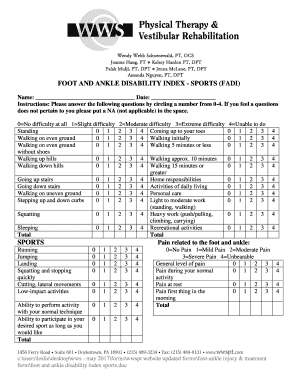 Foot and Ankle Disability Index Sports WWSPT Com  Form