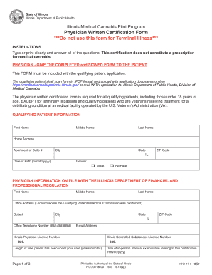  Physician Certification Form Illinois Department of Public Health 2018-2024