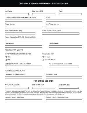  Out Processing Request Form 2008