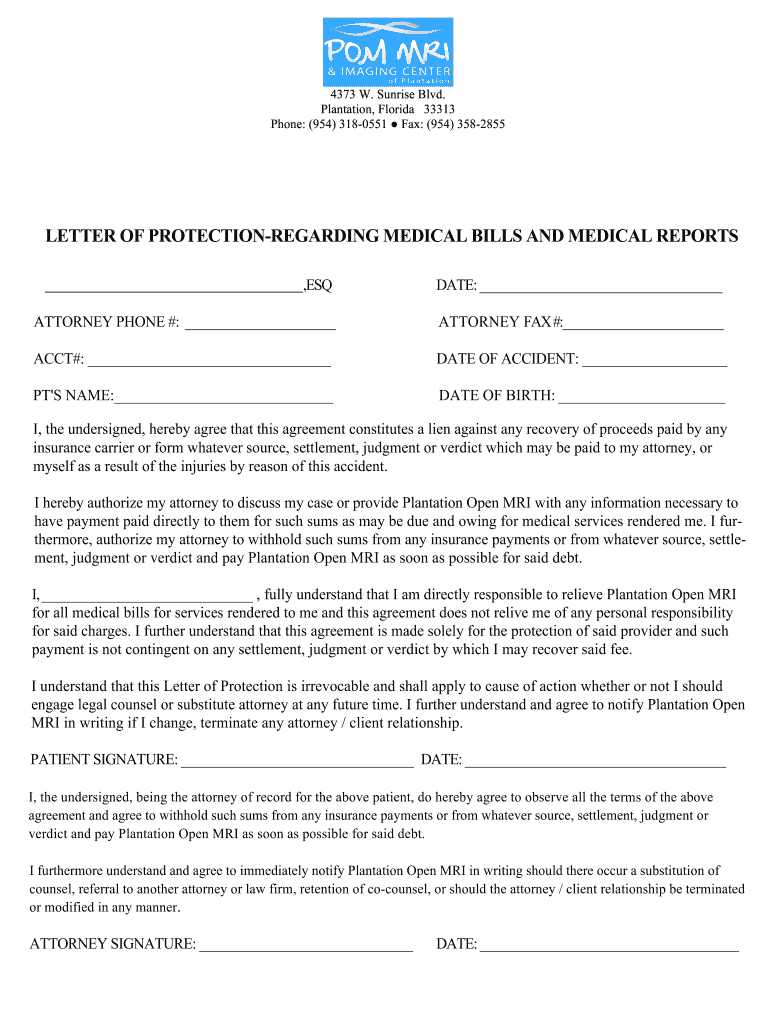Letter of Protection for Doctor Template  Form