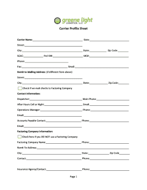 Carrier Profile Template  Form