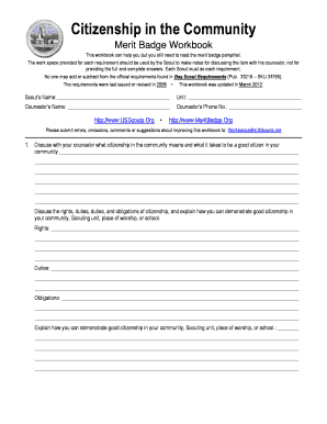  Citizenship in Society Merit Badge Worksheet 2012