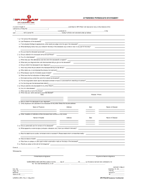 Attending Physician&#039;s Statement BPI Philam  Form