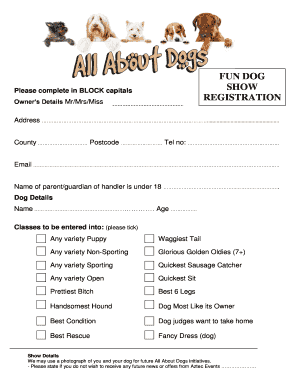 Dog Show Registration Form