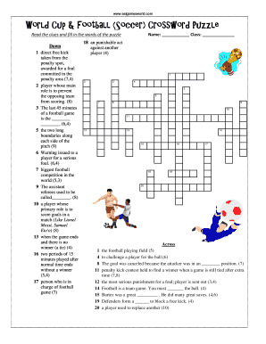 Soccer Crossword Puzzle PDF  Form