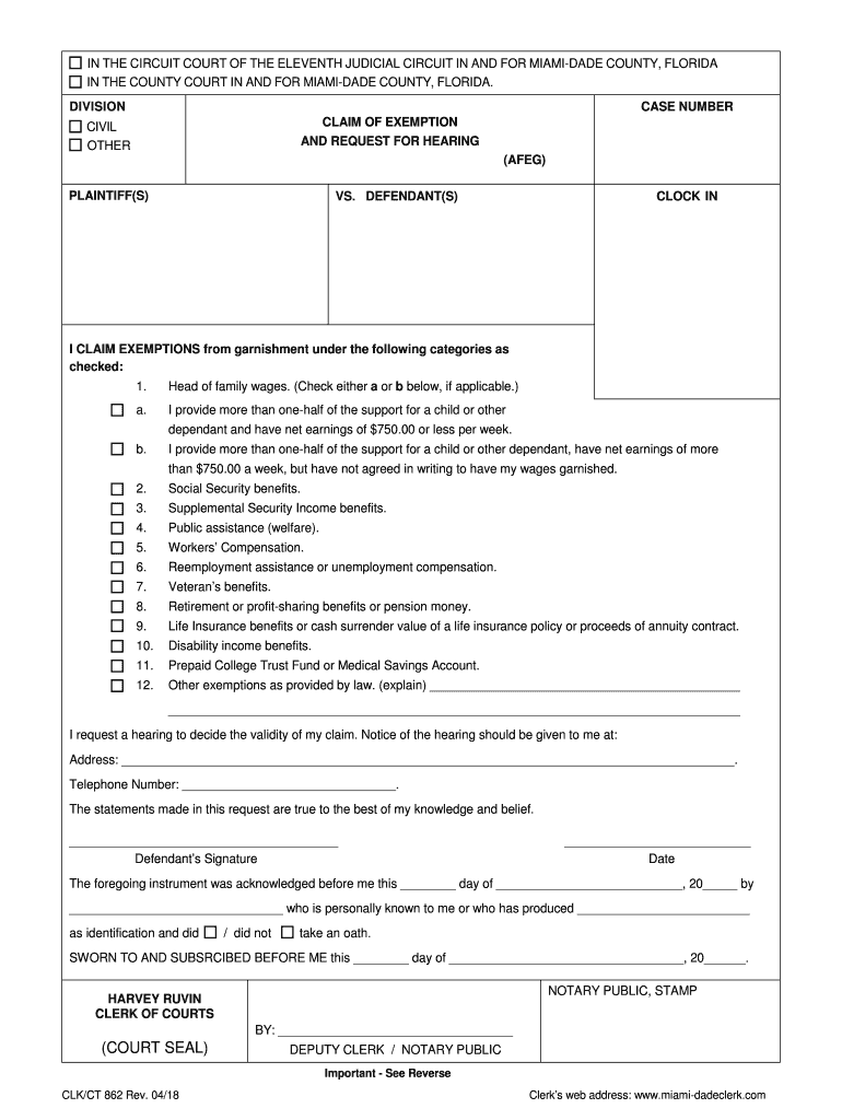 Get and Sign Florida Claim Exemption Form 2018