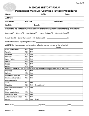 MEDICAL HISTORY FORM Word