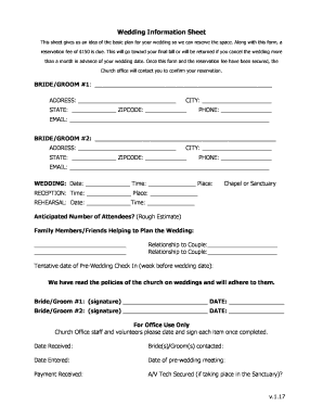 Wedding Information Form