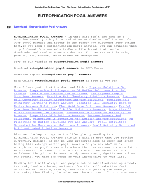 Eutrophication Pogil Answer Key  Form