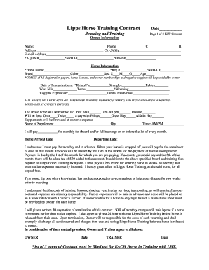  Horse Training Contract Template 2009