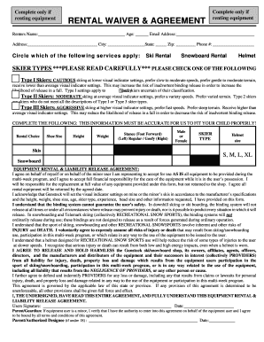 Gunstock Rental Waiver  Form