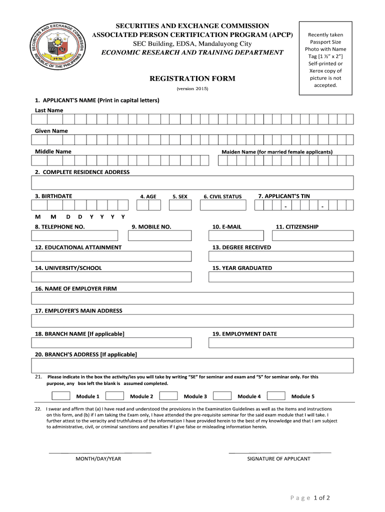 ASSOCIATED PERSON CERTIFICATION PROGRAM APCP  Form