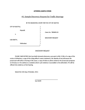 Traffic Ticket Discovery Request Sample  Form