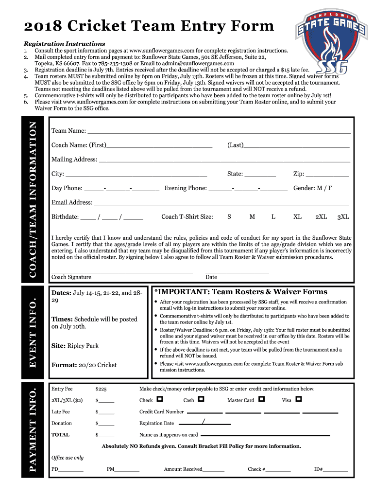  Cricket Tournament Entry Form Format in Word Gujarati 2018-2024