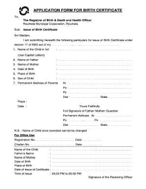 Municipality Birth Certificate Form