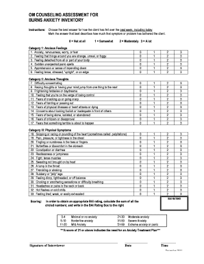 Burns Anxiety Inventory  Form