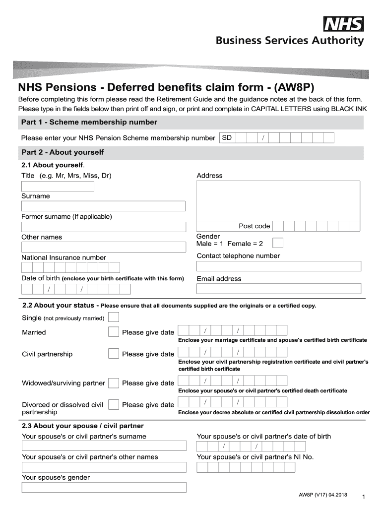  Aw8p Pension Claim Form 2020