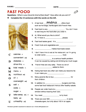 Complete the 15 Sentences with the Words on the Left  Form