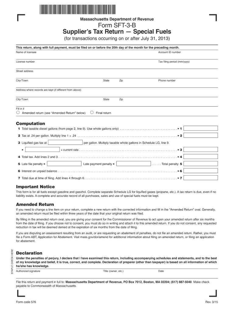  Massachusetts B Form 2015-2024