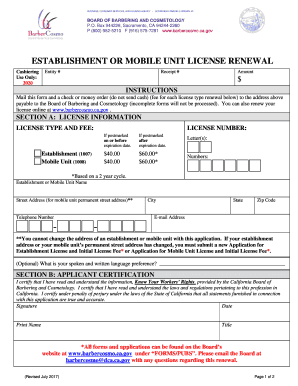  License Renewal Barbering Cosmetology 2017-2024