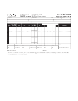 Cast and Crew Time Card PDF  Form