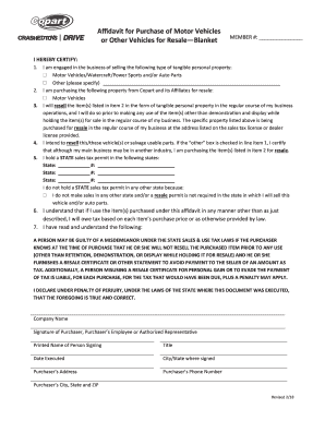  Adavit for Purchase of Motor Vehicles 2018-2024