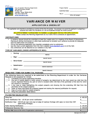 Zoning Variance Application &amp;amp; Checklist  Form