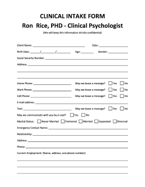 Clinical Intake Form